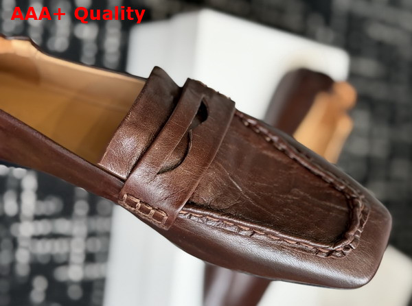 The Row Soft Mocassin in Dark Brown Nappa Leather Replica