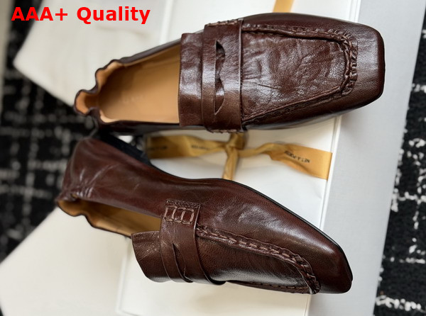 The Row Soft Mocassin in Dark Brown Nappa Leather Replica