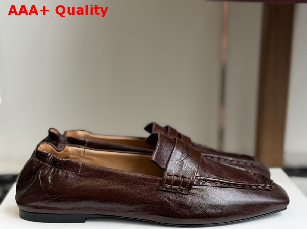 The Row Soft Mocassin in Dark Brown Nappa Leather Replica