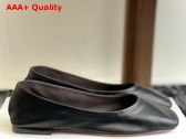 The Row Square Ballet Flat in Black Leather Replica