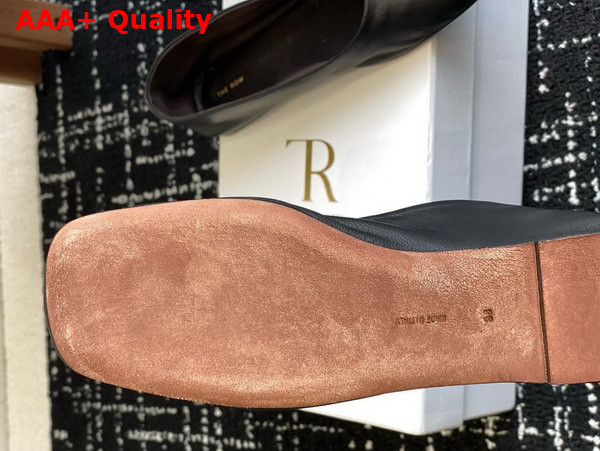 The Row Square Ballet Flat in Black Leather Replica