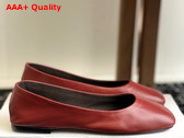 The Row Square Ballet Flat in Red Leather Replica