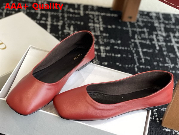 The Row Square Ballet Flat in Red Leather Replica