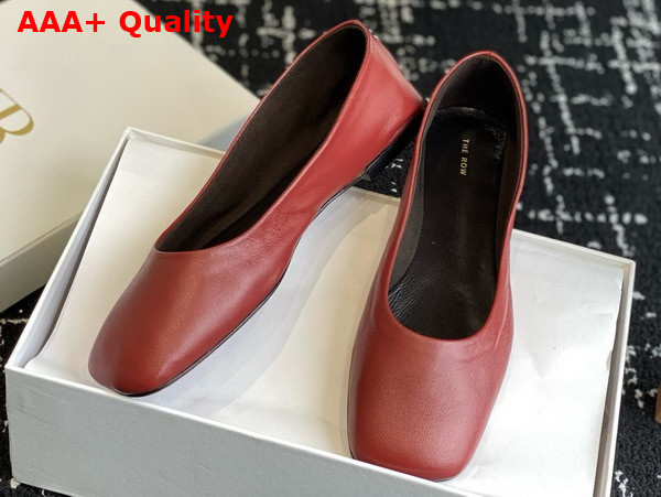 The Row Square Ballet Flat in Red Leather Replica
