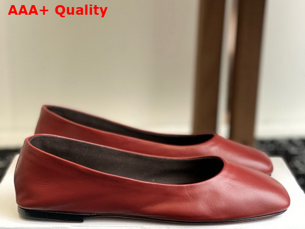 The Row Square Ballet Flat in Red Leather Replica