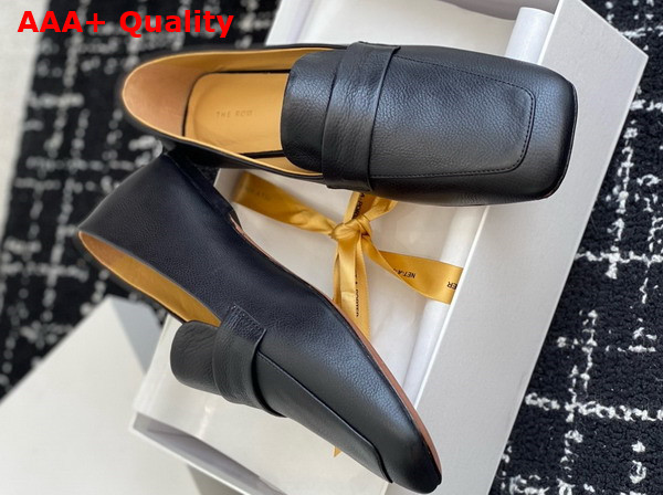 The Row Square Loafer Black Leather Replica