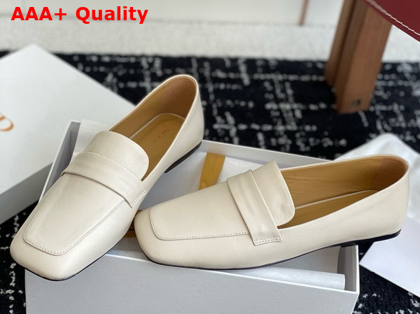 The Row Square Loafer White Leather Replica