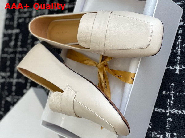 The Row Square Loafer White Leather Replica