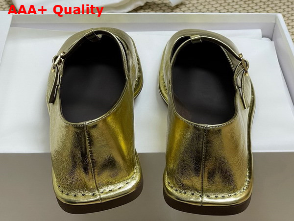 The Row Square T Strap Flat in Gold Leather Replica