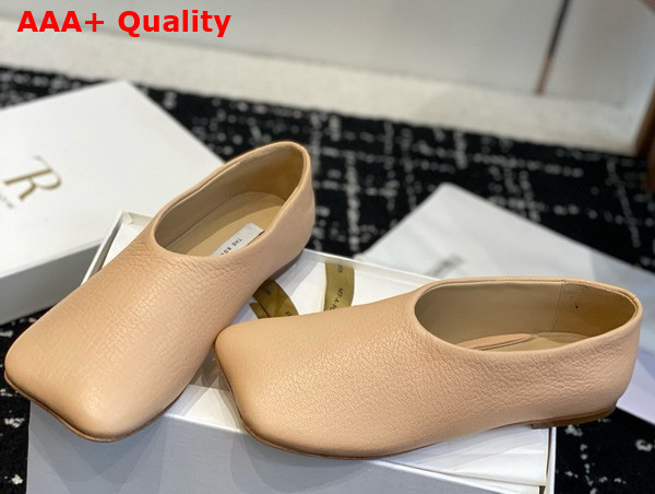 The Row Square Toe Ballet Flat in Biege Grained Leather Replica