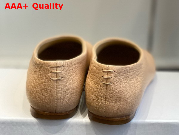 The Row Square Toe Ballet Flat in Biege Grained Leather Replica