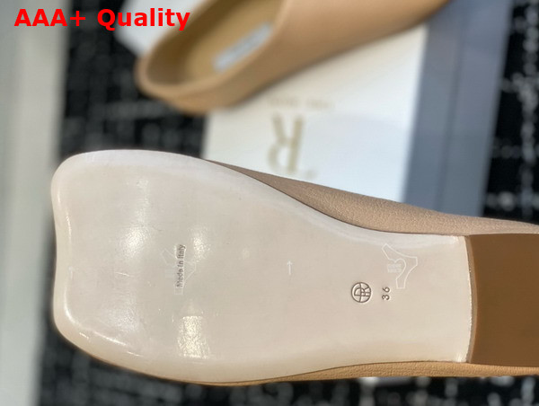 The Row Square Toe Ballet Flat in Biege Grained Leather Replica