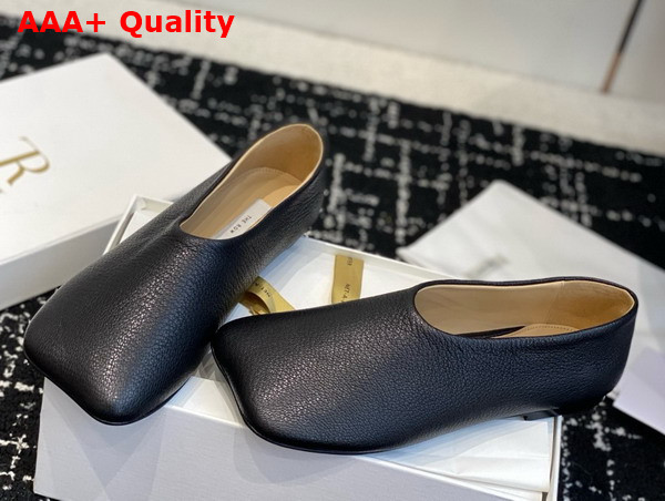 The Row Square Toe Ballet Flat in Black Grained Leather Replica