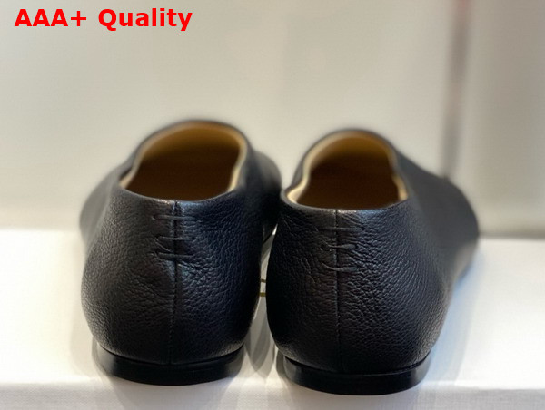 The Row Square Toe Ballet Flat in Black Grained Leather Replica