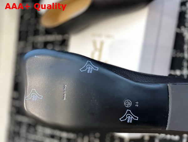 The Row Square Toe Ballet Flat in Black Grained Leather Replica