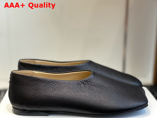 The Row Square Toe Ballet Flat in Black Grained Leather Replica