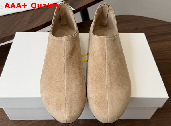 The Row Stellene Slipper in Dark Beige Ultrasoft Goatskin Suede Replica