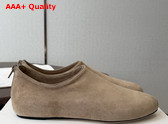 The Row Stellene Slipper in Dark Beige Ultrasoft Goatskin Suede Replica