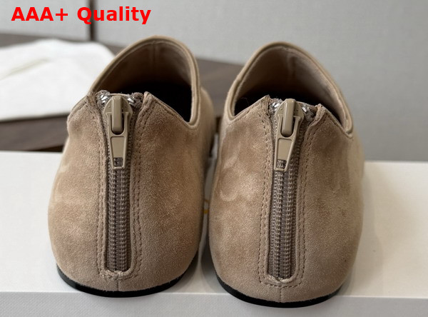 The Row Stellene Slipper in Dark Beige Ultrasoft Goatskin Suede Replica