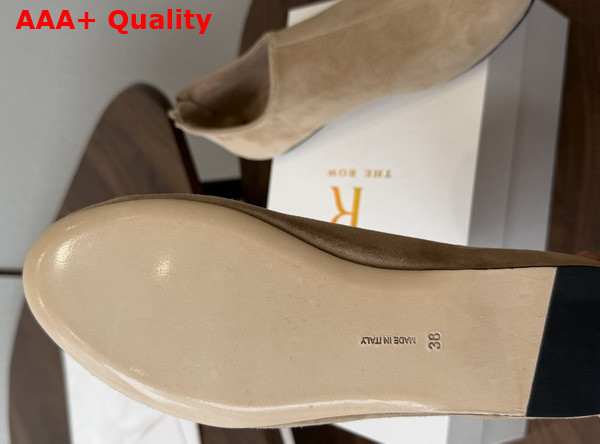 The Row Stellene Slipper in Dark Beige Ultrasoft Goatskin Suede Replica