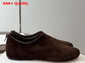 The Row Stellene Slipper in Moka Ultrasoft Goatskin Suede Replica