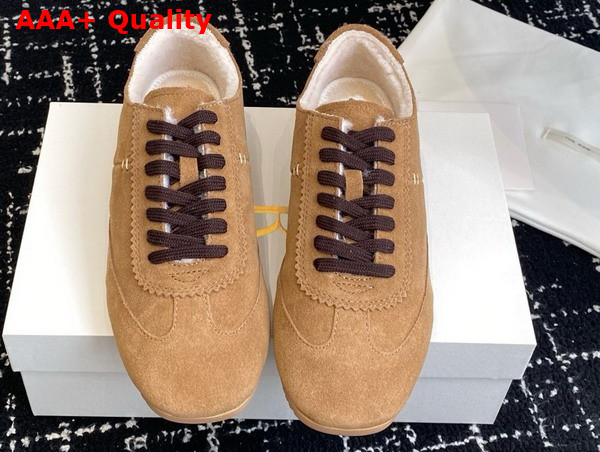 The Row Suede Sneaker in Brown with Shearling Lining Replica