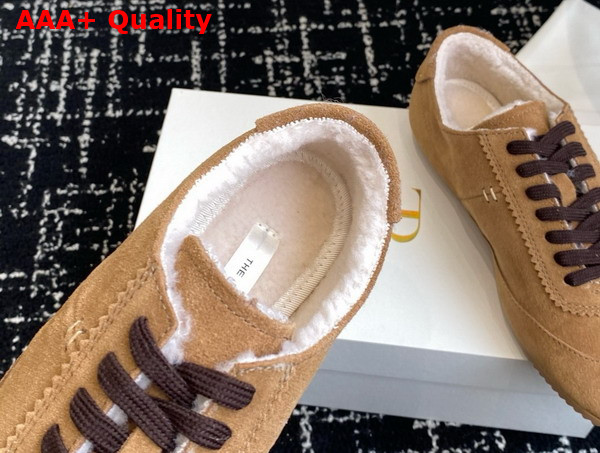 The Row Suede Sneaker in Brown with Shearling Lining Replica