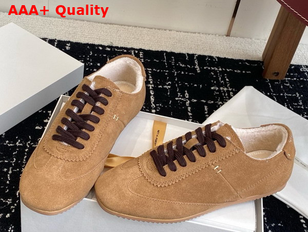 The Row Suede Sneaker in Brown with Shearling Lining Replica
