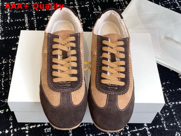 The Row Suede Sneaker with Shearling Lining Brown and Deep Brown Replica