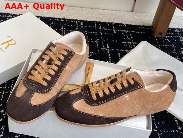 The Row Suede Sneaker with Shearling Lining Brown and Deep Brown Replica