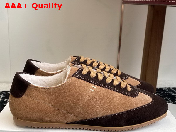 The Row Suede Sneaker with Shearling Lining Brown and Deep Brown Replica