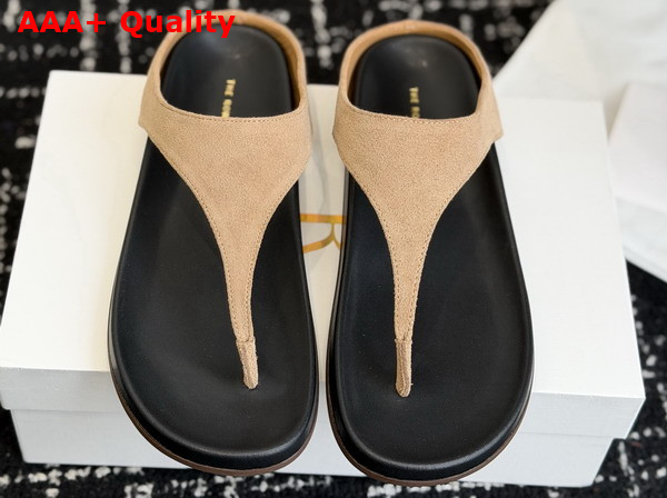 The Row Thong Sandal in Beige Suede Leather Replica