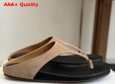 The Row Thong Sandal in Beige Suede Leather Replica
