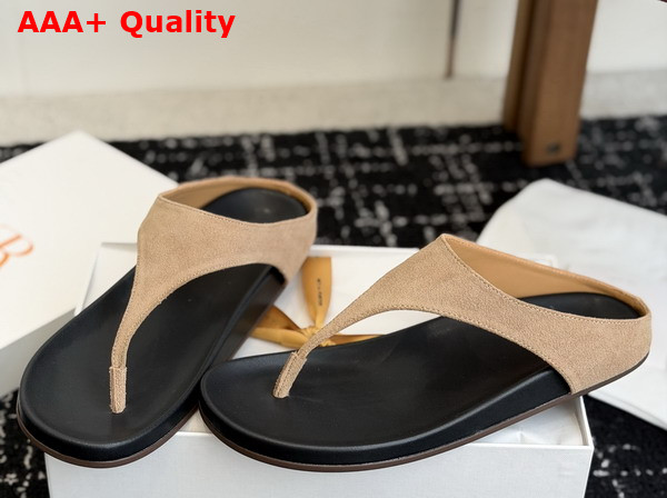 The Row Thong Sandal in Beige Suede Leather Replica