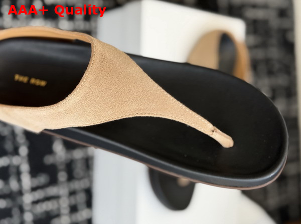 The Row Thong Sandal in Beige Suede Leather Replica