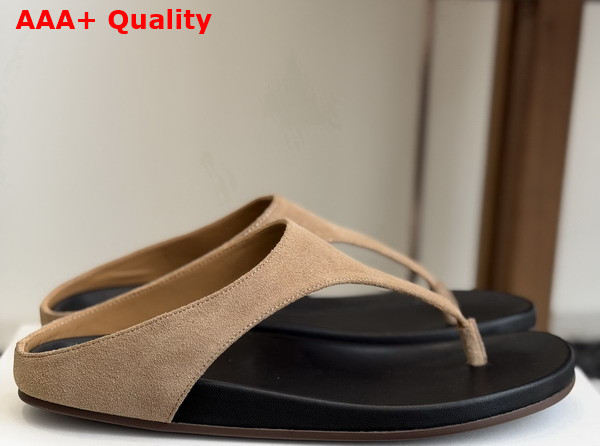 The Row Thong Sandal in Beige Suede Leather Replica