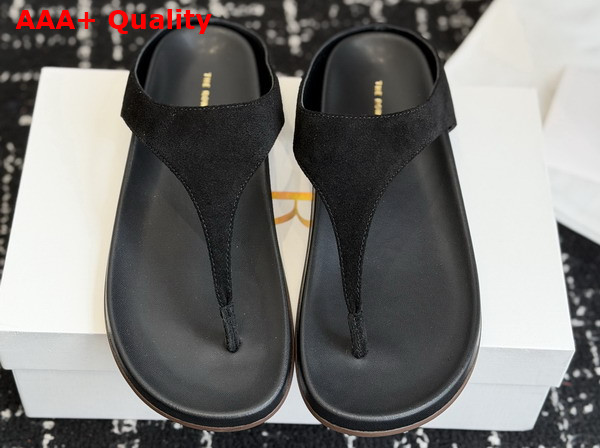 The Row Thong Sandal in Black Suede Leather Replica