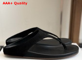 The Row Thong Sandal in Black Suede Leather Replica