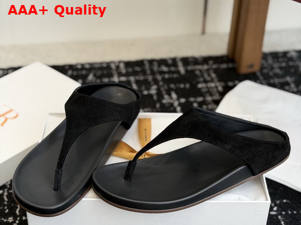 The Row Thong Sandal in Black Suede Leather Replica