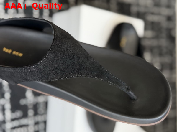 The Row Thong Sandal in Black Suede Leather Replica