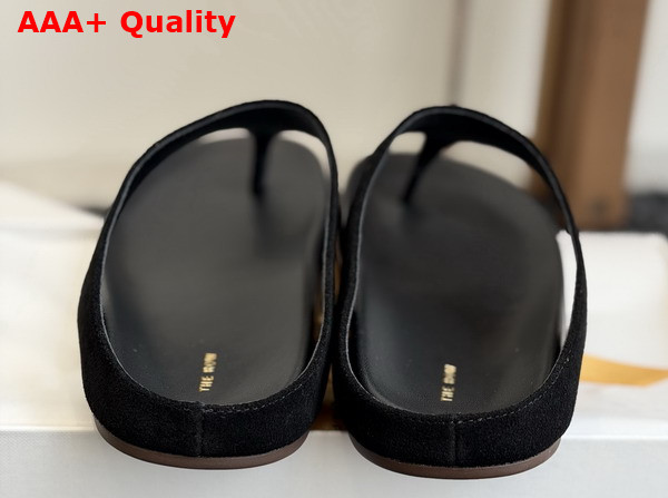The Row Thong Sandal in Black Suede Leather Replica