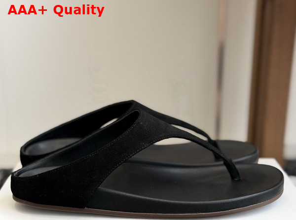 The Row Thong Sandal in Black Suede Leather Replica