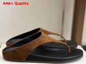 The Row Thong Sandal in Brown Suede Leather Replica