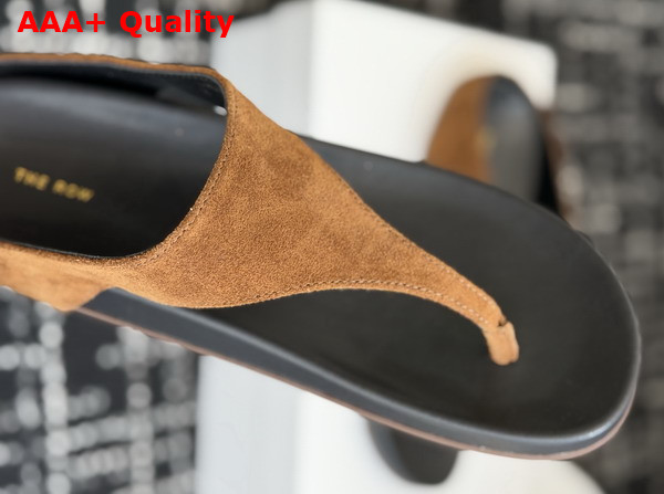 The Row Thong Sandal in Brown Suede Leather Replica
