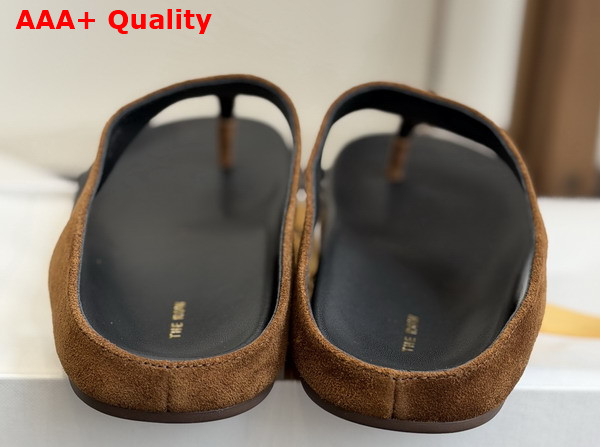 The Row Thong Sandal in Brown Suede Leather Replica