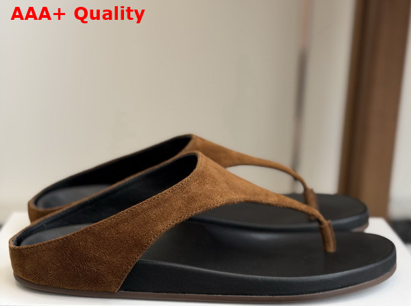 The Row Thong Sandal in Brown Suede Leather Replica