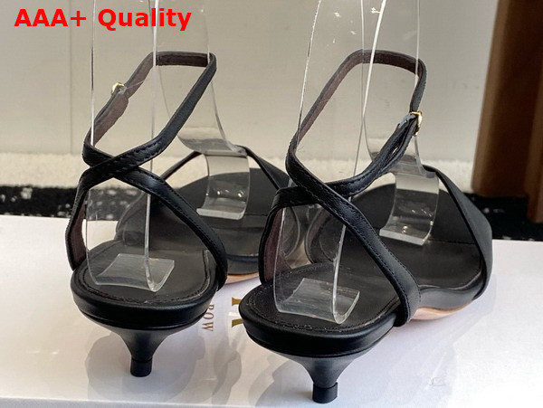 The Row Vika Ankle Strap Kitten Heel in Black Leather Replica