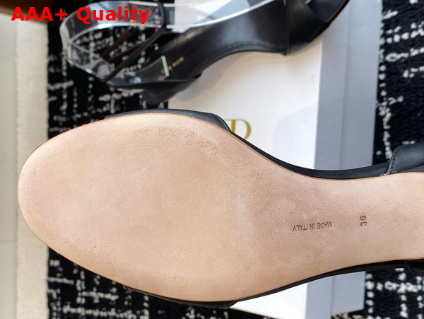The Row Vika Ankle Strap Kitten Heel in Black Leather Replica