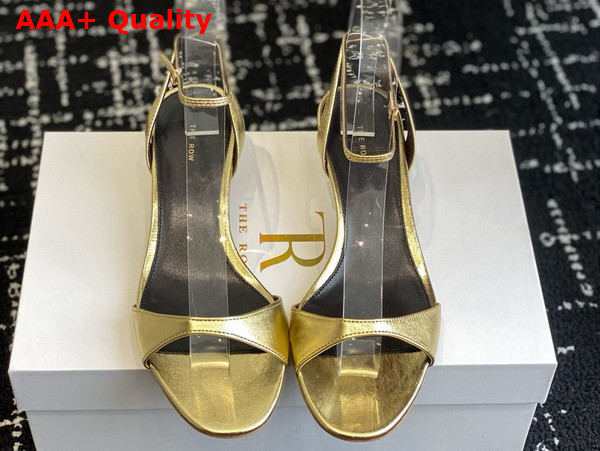 The Row Vika Ankle Strap Kitten Heel in Gold Leather Replica