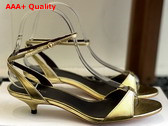 The Row Vika Ankle Strap Kitten Heel in Gold Leather Replica